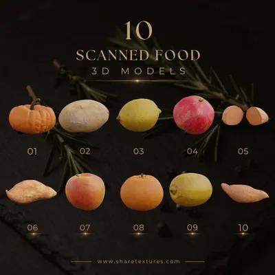 Scanned Fruits and Vegetables 3D Models