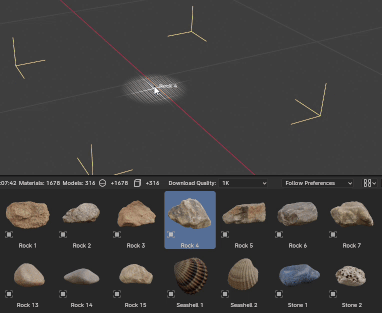 Drag and drop materials in Blender